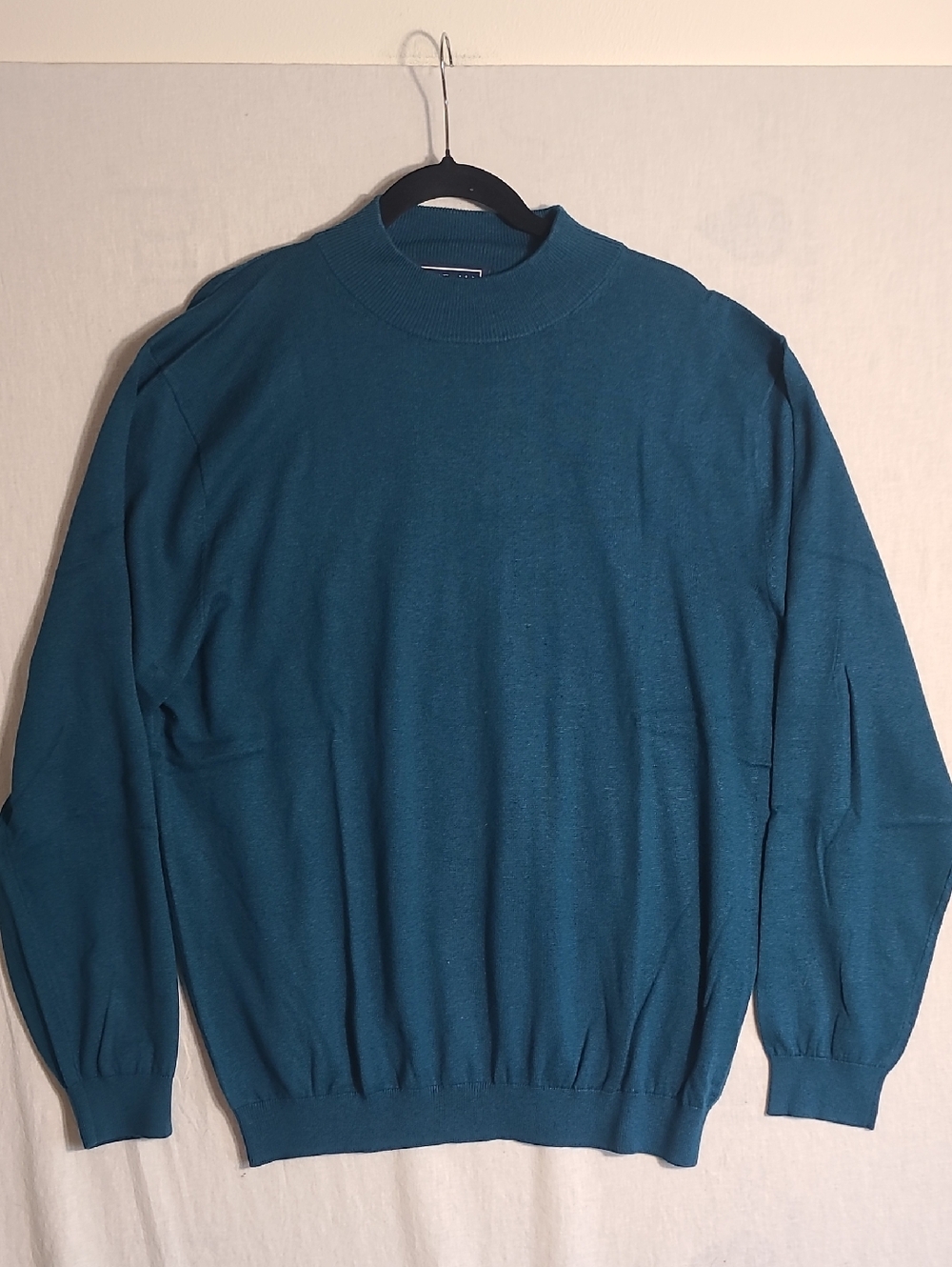 Paul Fredrick Teal Silk Cotton Cashmere Crewneck Sweater Lightweight Size XXL